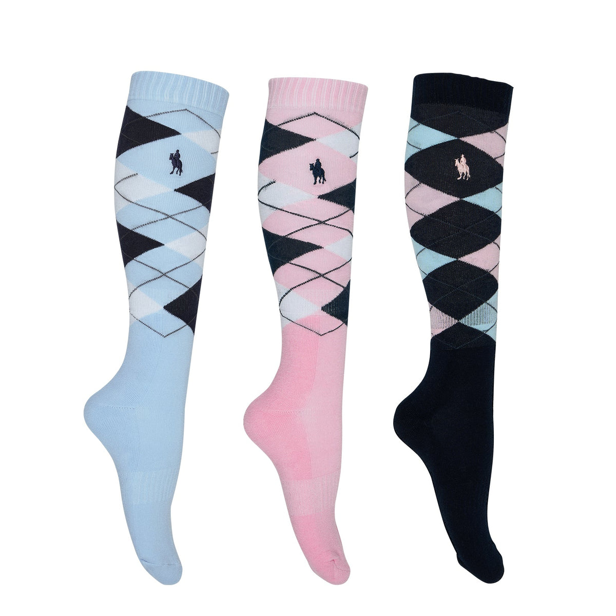 Thomas Cook Women's 3 Pack Riding Socks - Navy / Pink / Blue