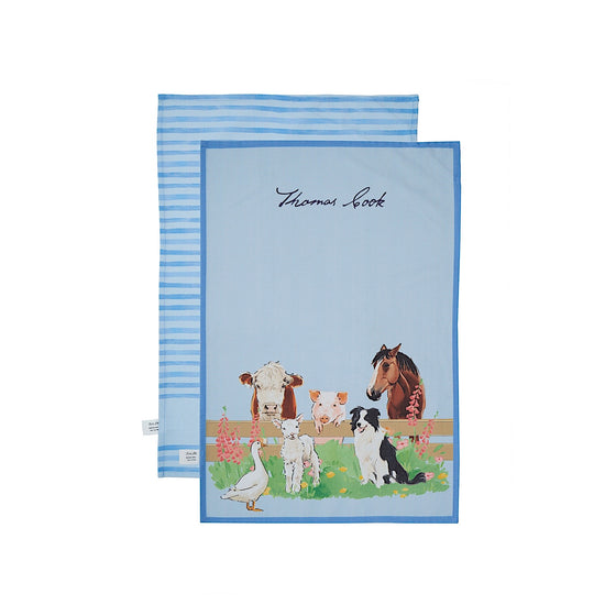 Thomas Cook Tea Towel 2-Pack - Light Blue (Farm Friends)