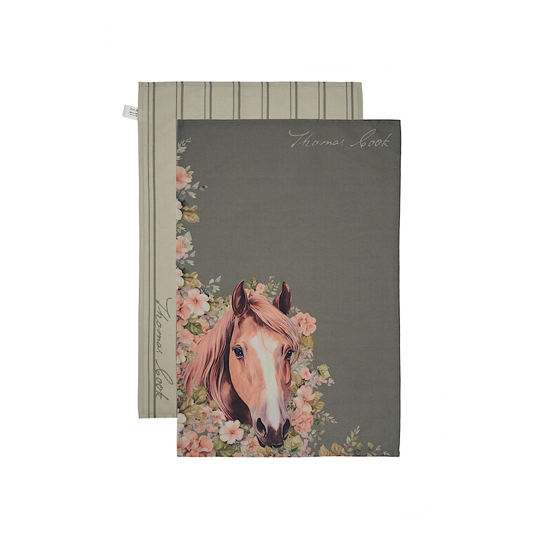 Thomas Cook Tea Towel 2-Pack - Sage (Horses)