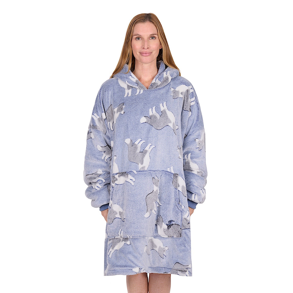 Thomas Cook Adult’s Snuggle Hoodie Dog Print - Blue
