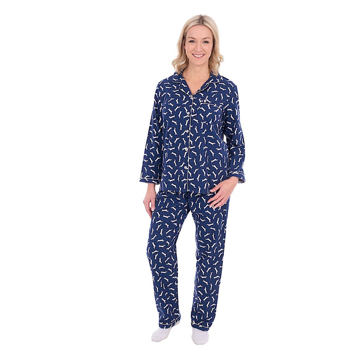 Thomas Cook Women's Long Sleeve Pyjamas - Navy/White