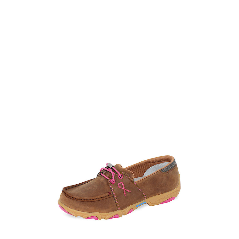Twisted X Women's Cellstretch Elastic Tie Shoe - Pecan / ECO Dust / Pink