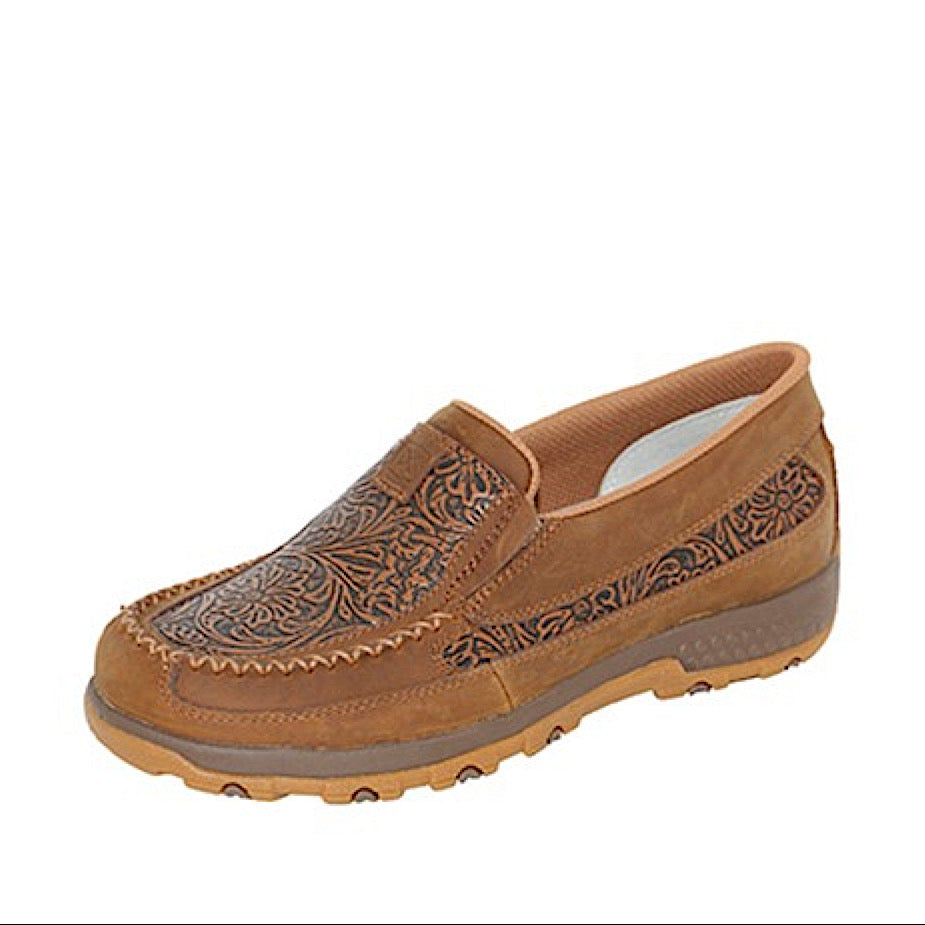 Twisted X Women’s Tooled Cellstretch Mocs Slip On - Brown