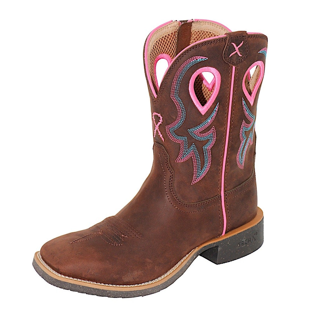 Twisted X Women’s 9’’ Tech x2 Zip Boot - Chocolate Truffle/Pink/Blue