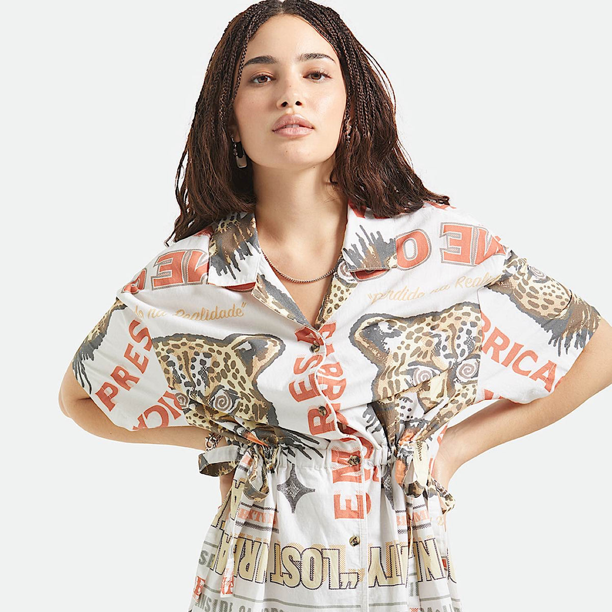 Brixton Women’s The Cinch Button Down Dress - Lost in Reality Print