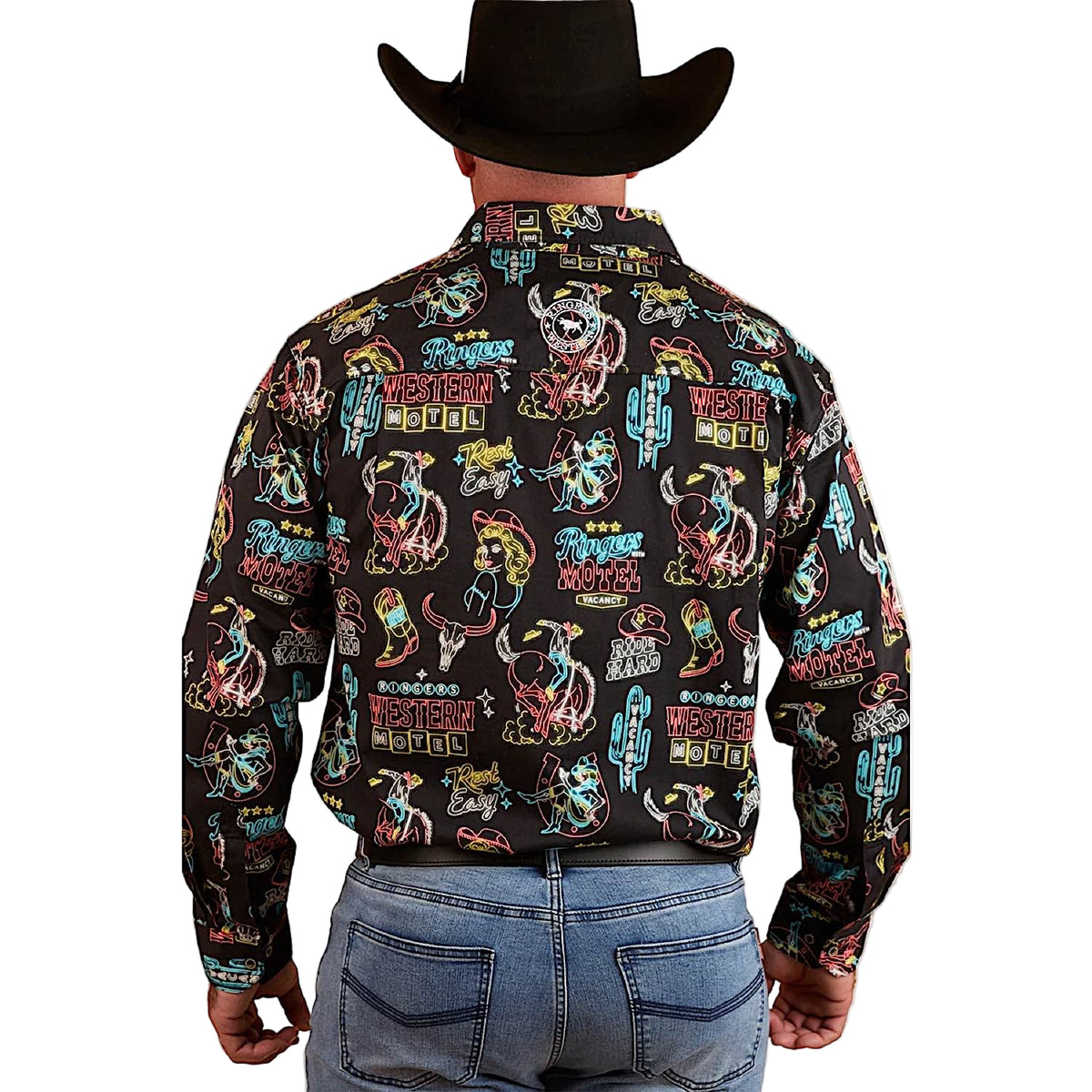 Ringers Western Men's The Dyno Limited Edition Half Button Work Shirt - Black/Multi