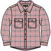 Pilbara Kid's Open Front Flannelette Shirt - Dusty Pink / Taupe / White