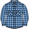 Pilbara Kid's Open Front Flannelette Shirt - Navy/Blue/White