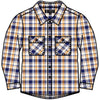 Pilbara Kid's Open Front Flannelette Shirt - Navy / Yellow / White