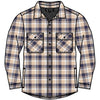 Pilbara Men's Full Button Flannelette Quilted Shirt - Navy / Beige / White