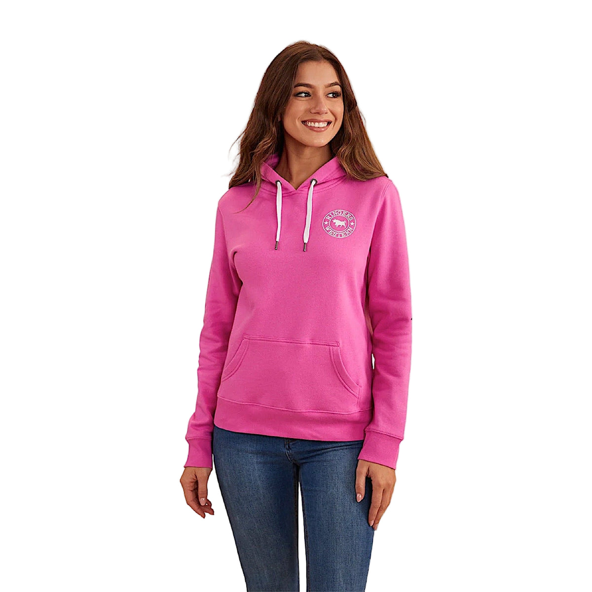 Ringers Western Women’s Signature Bull Women’s Pullover Hoodie Candy/White