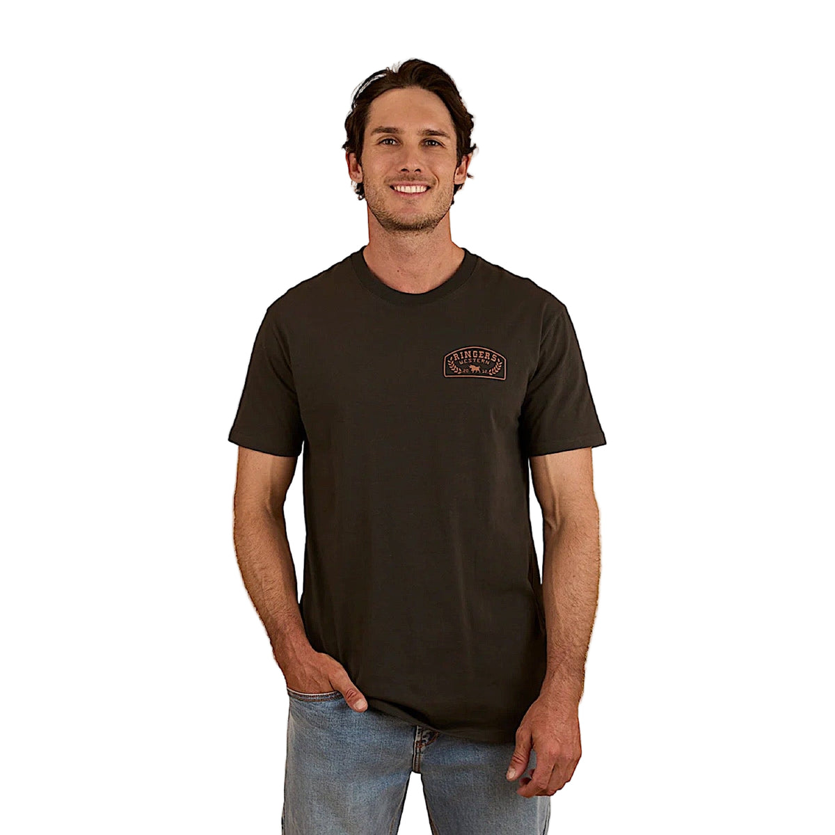 Ringers Western Men’s Wheatbelt Stock Fit T-Shirt - Charcoal/Copper