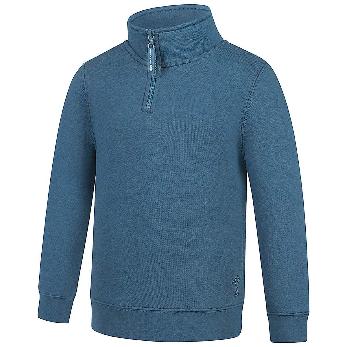 Pilbara Kid's Closed Front Zipper Fleece Pullover - Bluestone