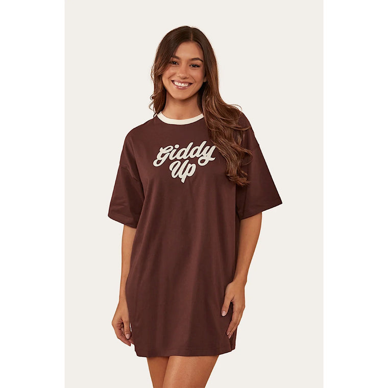 Ringers Western Melrose Womens T-Shirt Dress - Chocolate