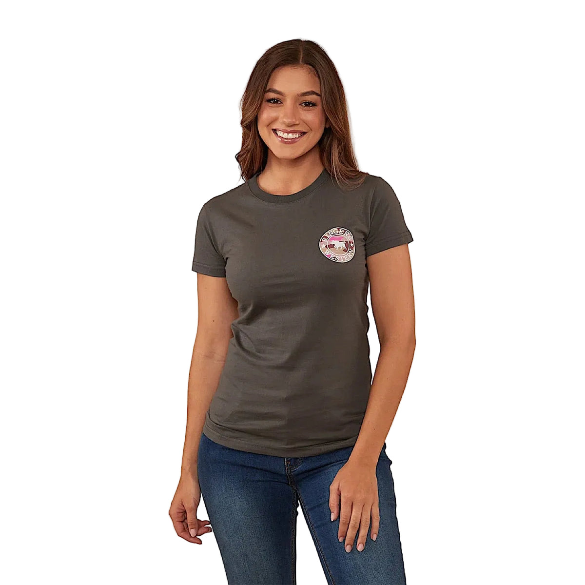 Ringers Western Signature Bull Women’s Classic Fit T-Shirt - Vintage Black/Pink Camo