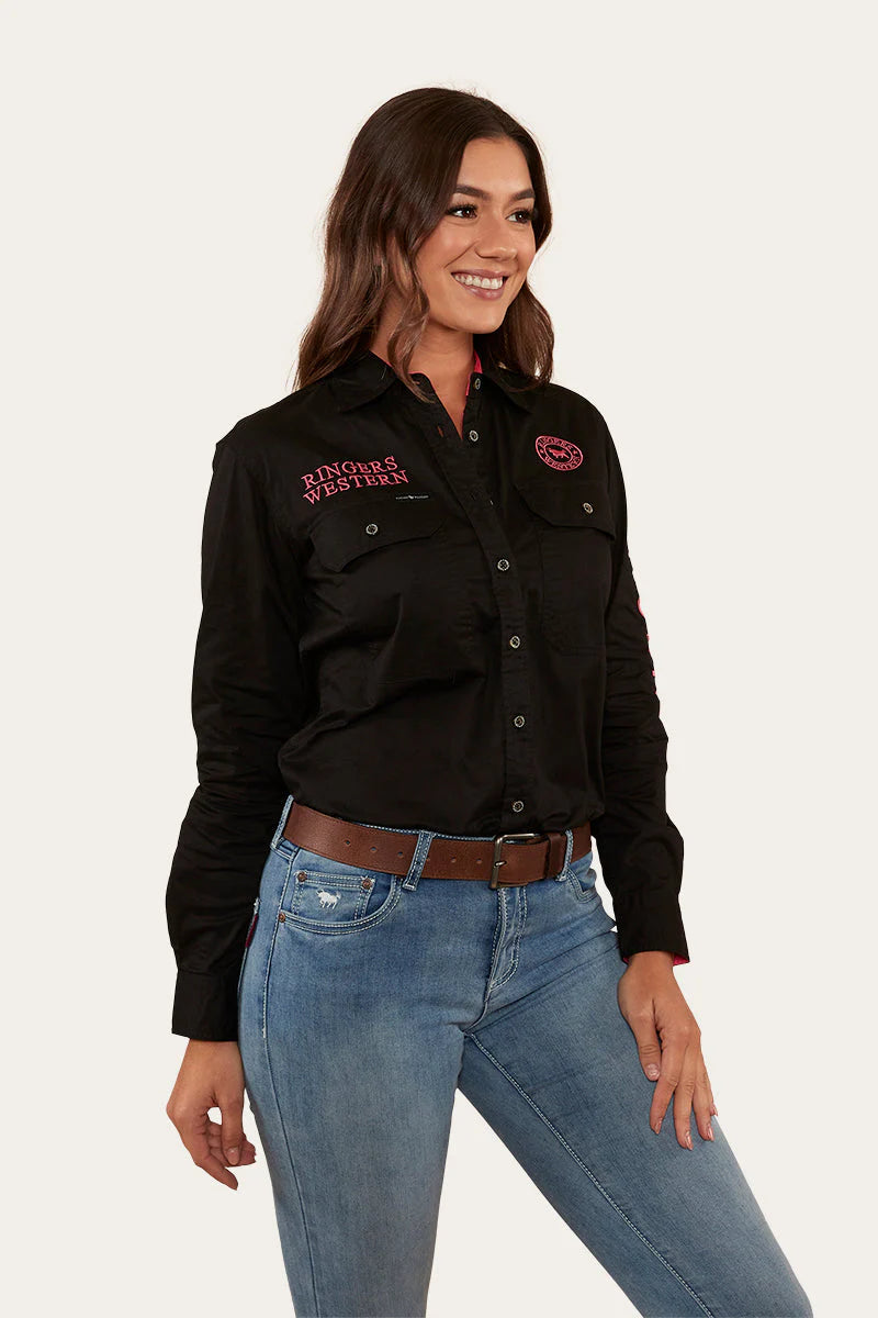 Ringers Western Signature Jillaroo Women's Full Button Work Shirt - Black/Melon