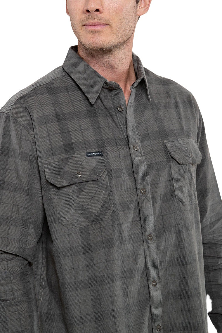 Ringers Western Wyatt Men's Corduroy Shirt Military Charcoal