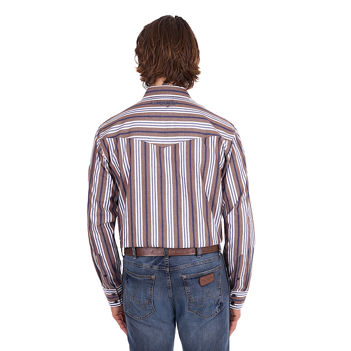Wrangler Men's Eli Logo Shirt - Denim / Tan