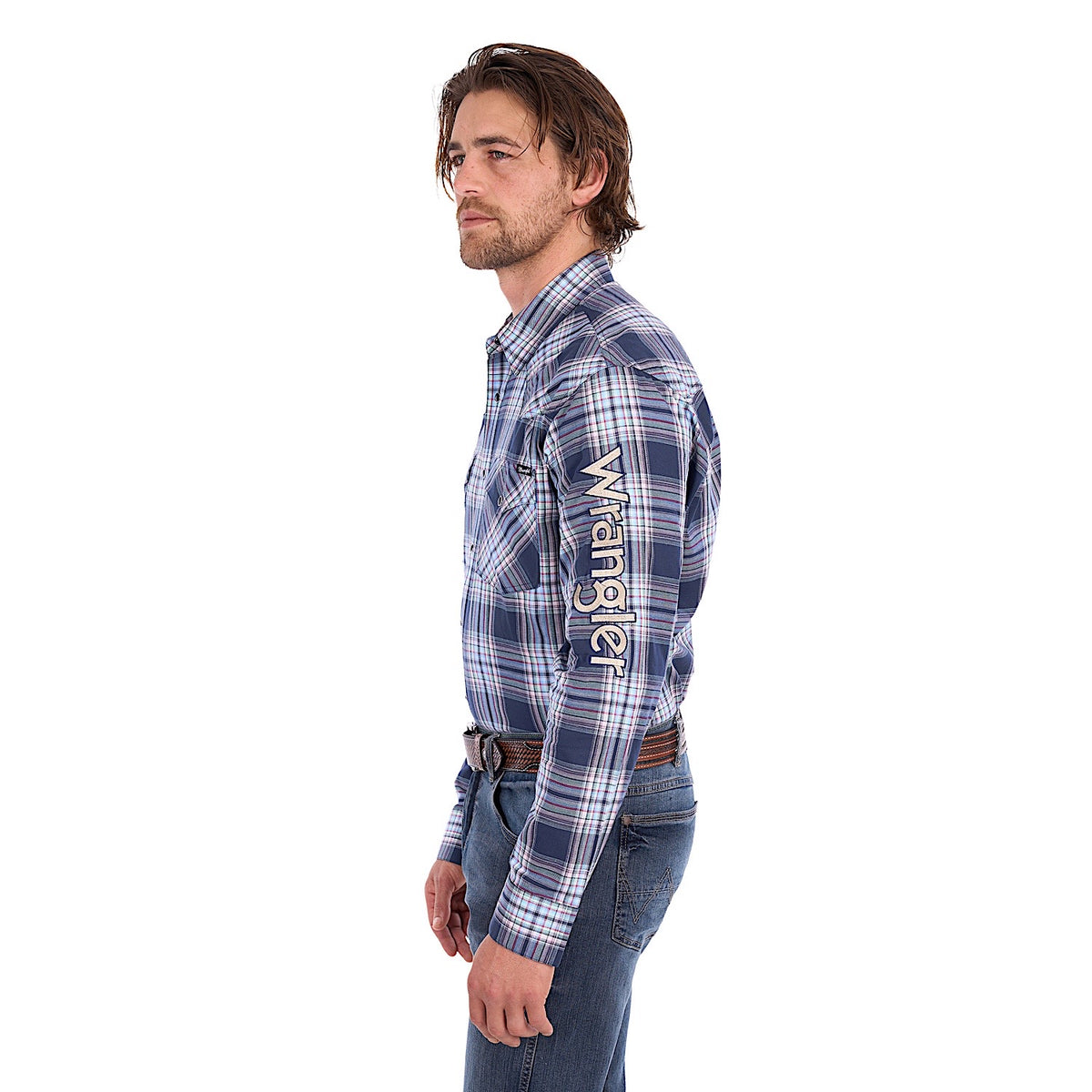 Wrangler Men's Mario Logo Shirt - Navy / Tan