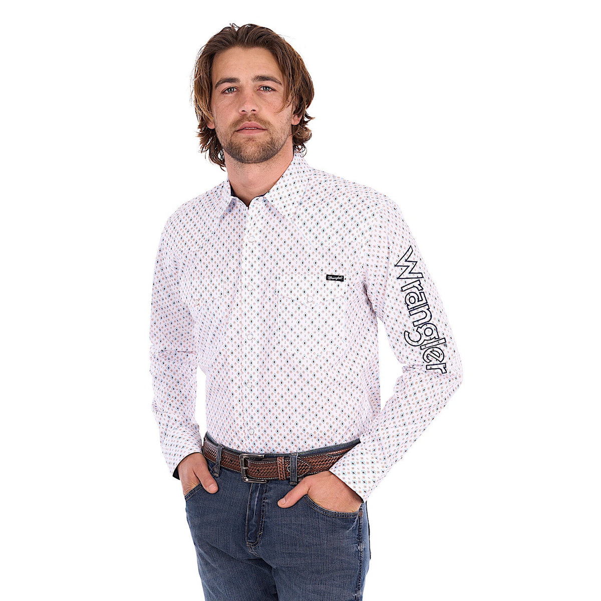 Wrangler Men's Frederick Logo Shirt - Blue / Orange