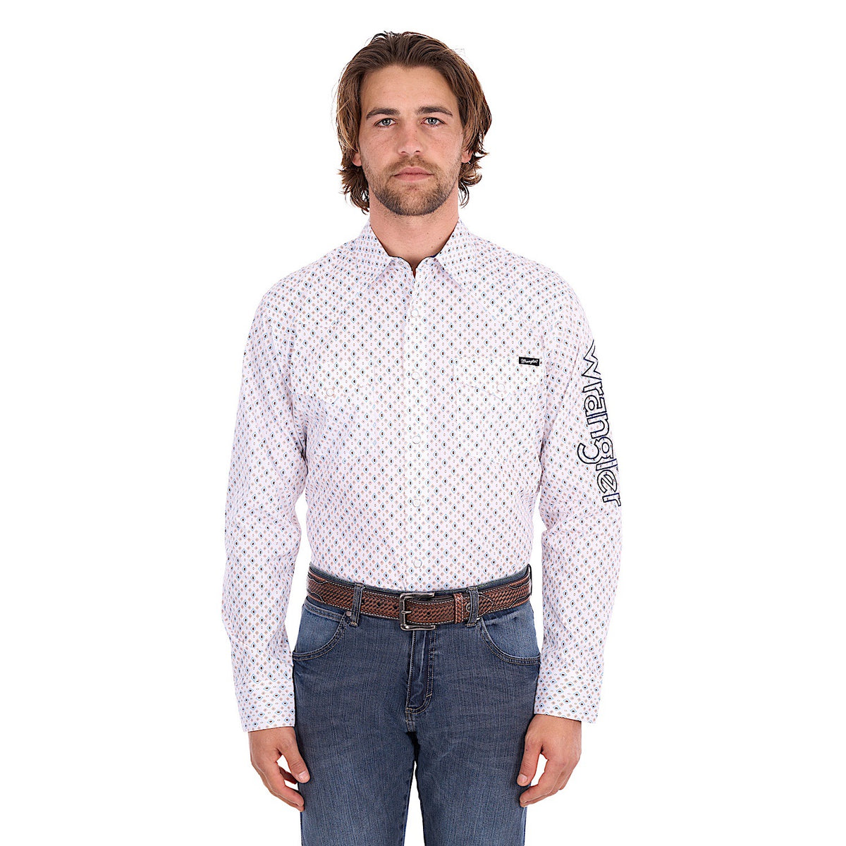 Wrangler Men's Frederick Logo Shirt - Blue / Orange