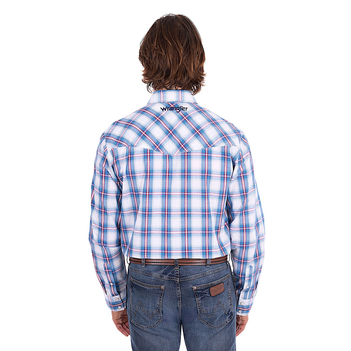 Wrangler Men's Louis Logo Shirt - Light Blue / Red