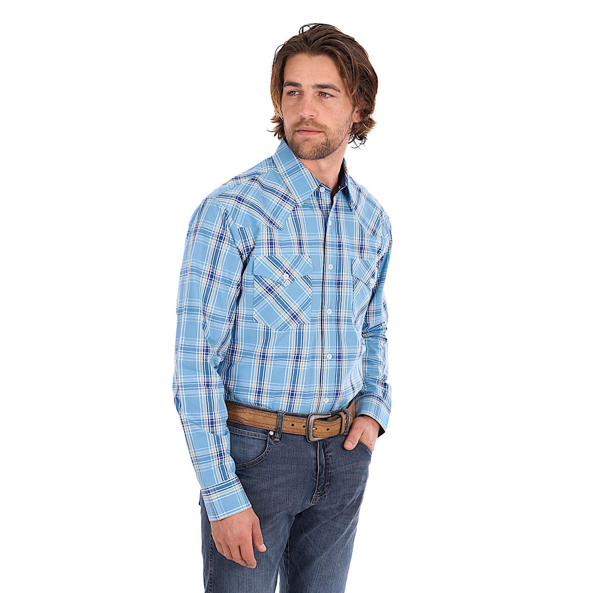 Wrangler Men's Zak Shirt - Teal / Tan