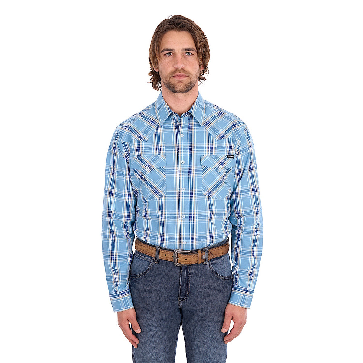 Wrangler Men's Zak Shirt - Teal / Tan