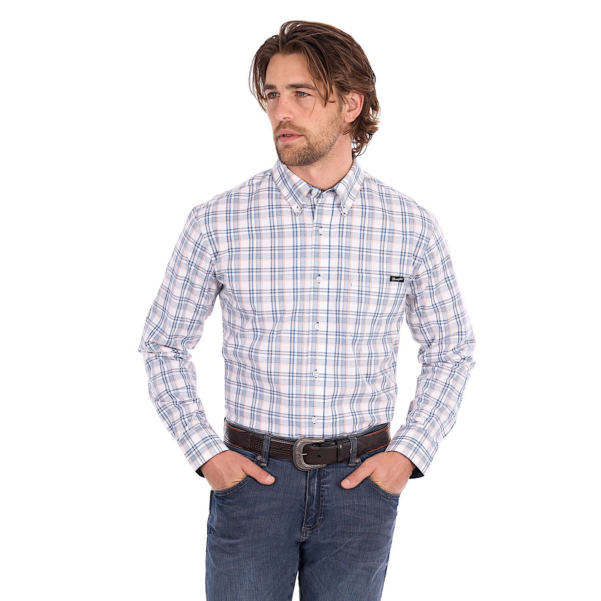 Wrangler Men's Ben Shirt - Charcoal / Orange