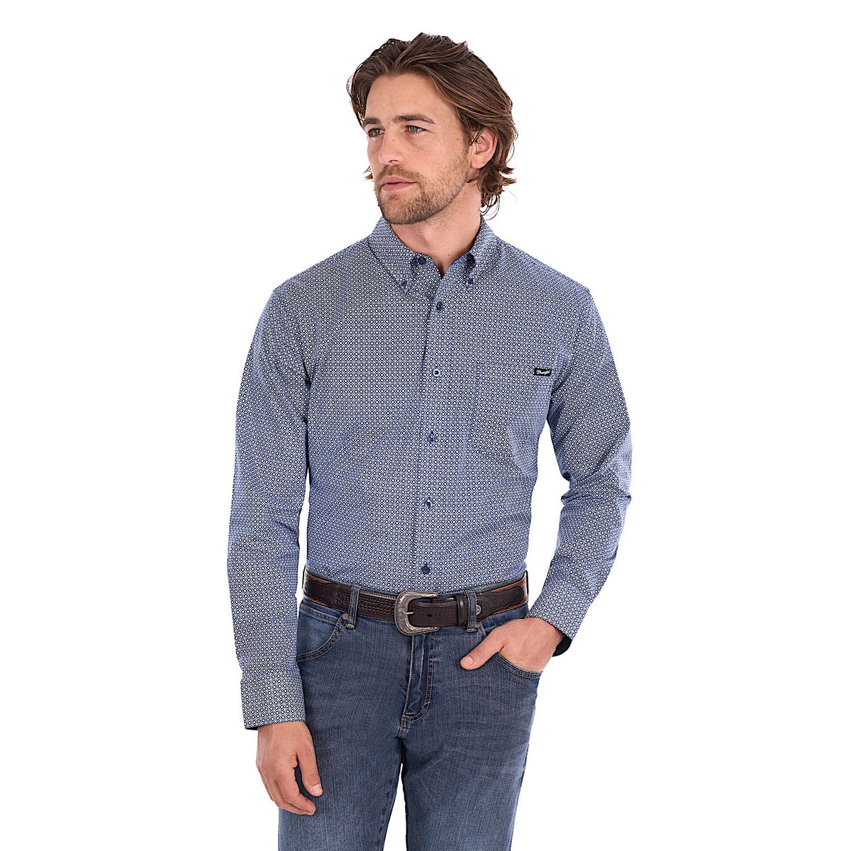 Wrangler Men's Gary Shirt - Navy / White