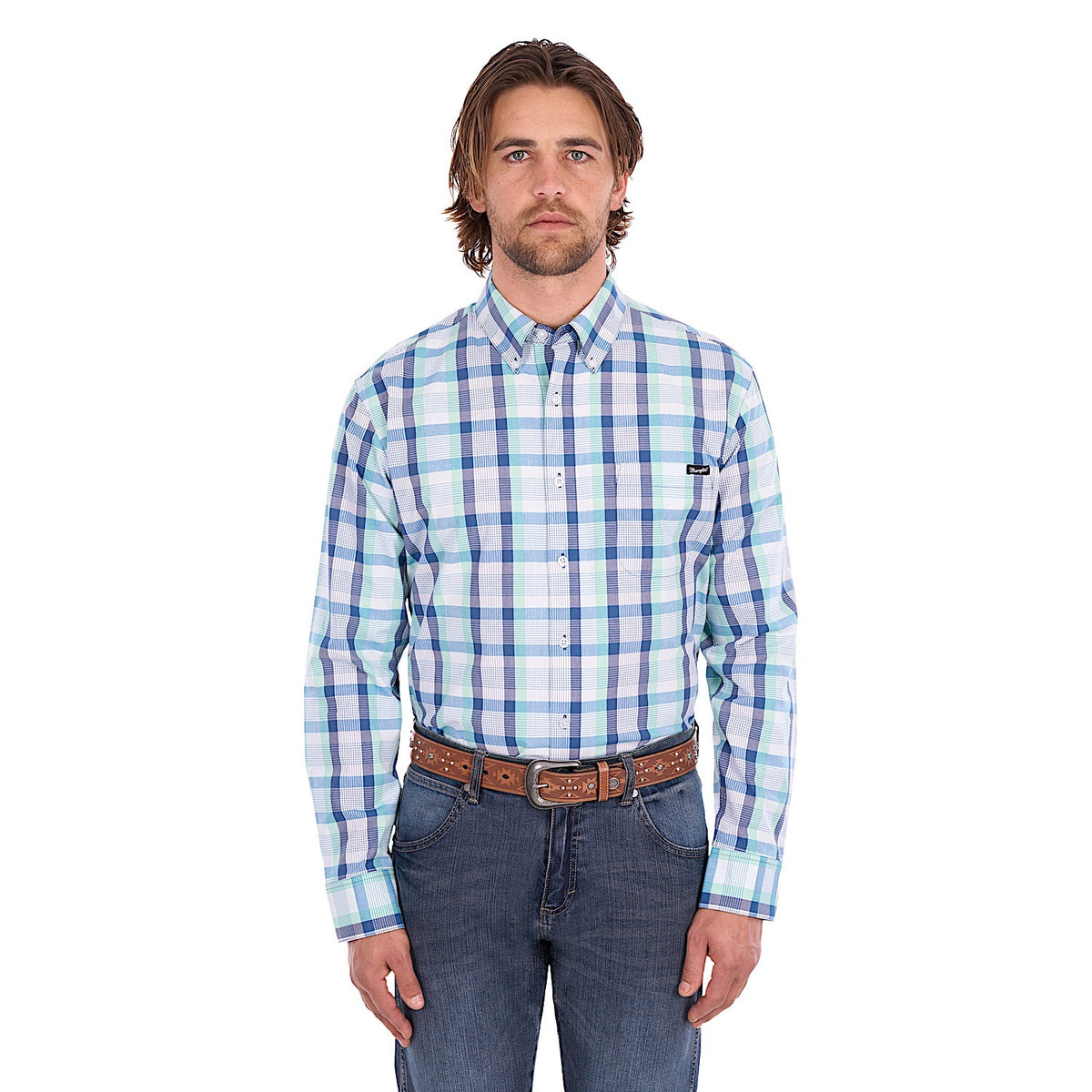 Wrangler Men's Dale Shirt - Light Green / Blue