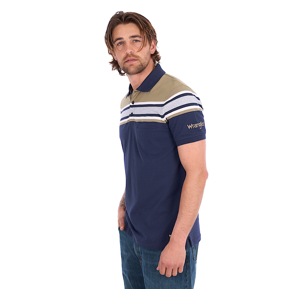 Wrangler Men's Tyrone Polo - Navy / Tan