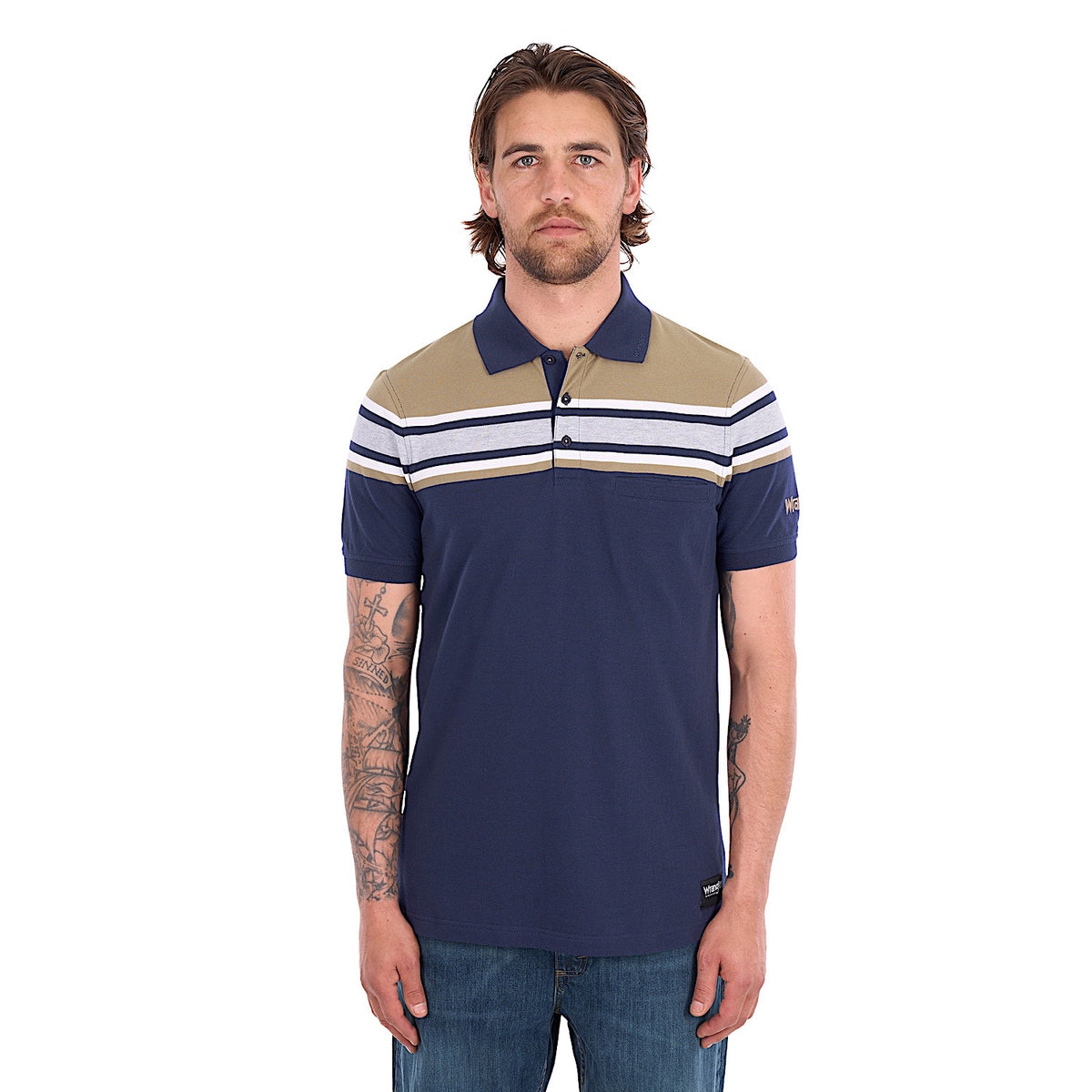 Wrangler Men's Tyrone Polo - Navy / Tan
