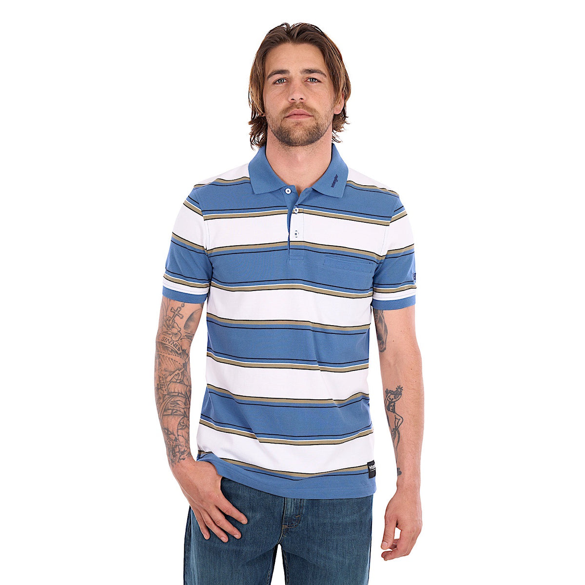 Wrangler Men's Mick Polo - Denim / White