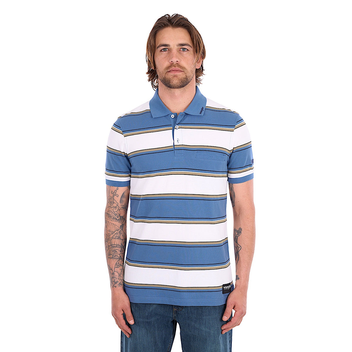 Wrangler Men's Mick Polo - Denim / White