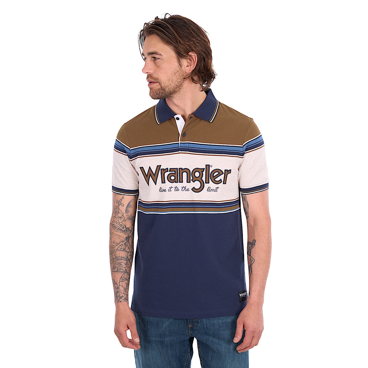 Wrangler Men's Daniel Polo - Navy / Tan