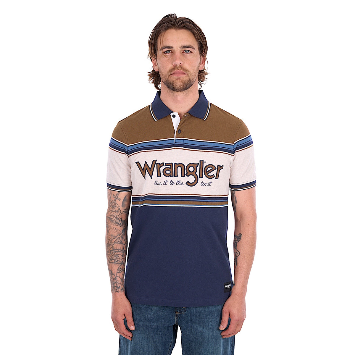Wrangler Men's Daniel Polo - Navy / Tan