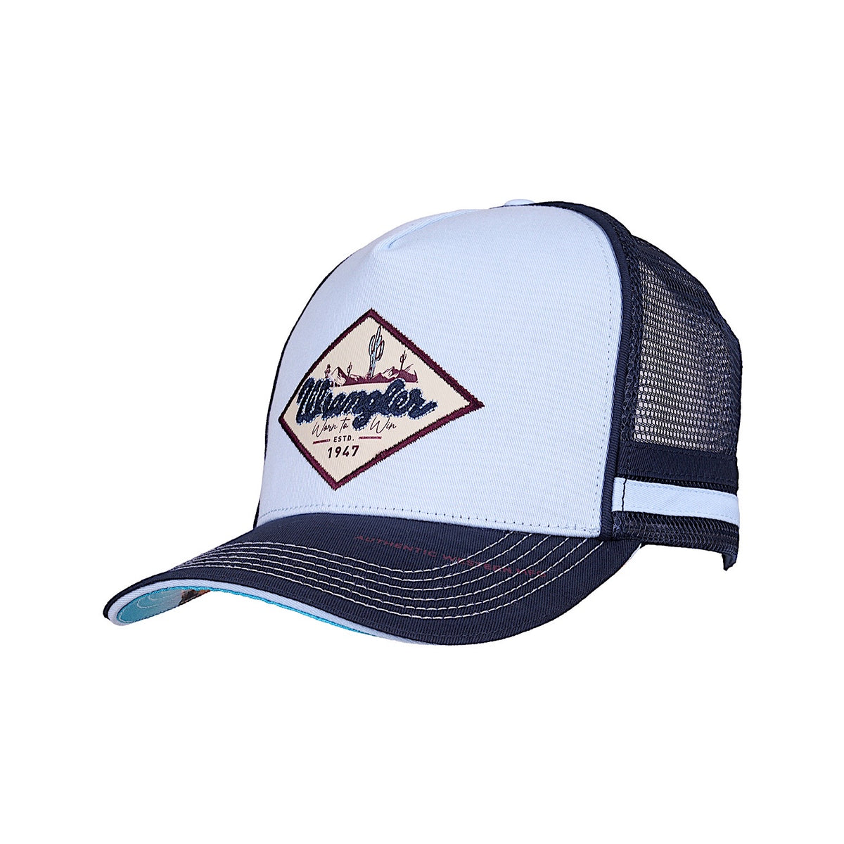 Wrangler Hank High Profile Trucker Cap - Navy / Light Blue