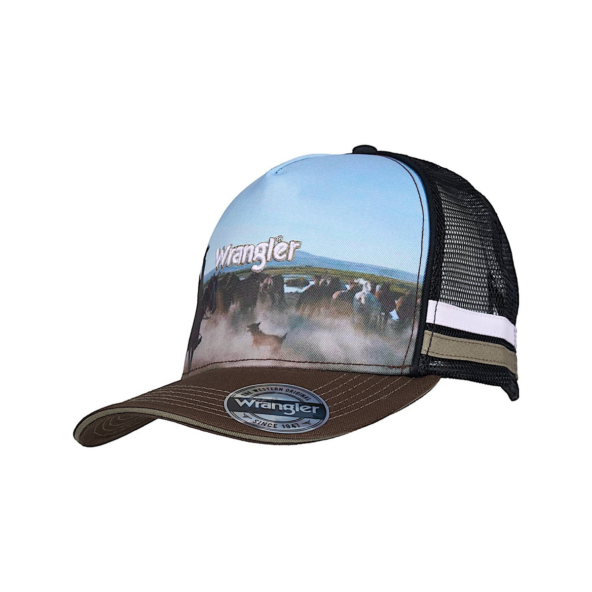Wrangler Evan High Profile Trucker Cap - Dark Tan / Multi