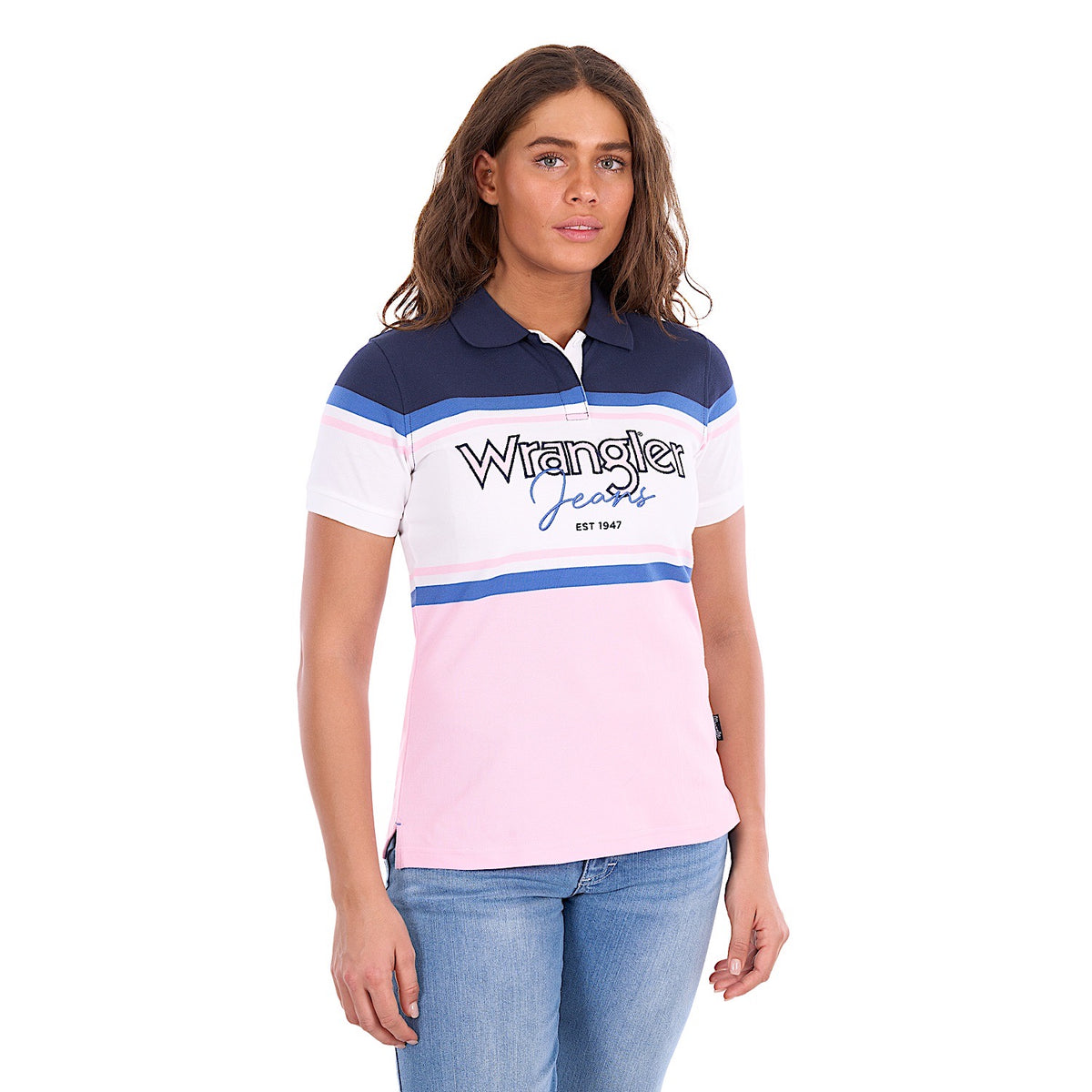 Wrangler Women's Maeve Polo - Pink / Navy