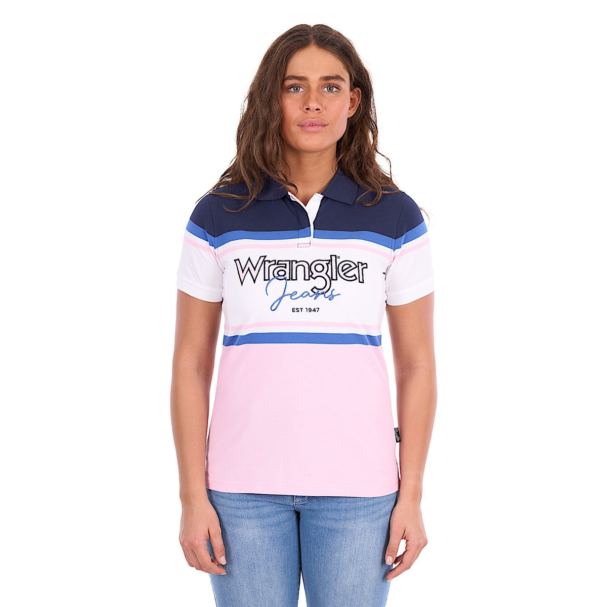 Wrangler Women's Maeve Polo - Pink / Navy