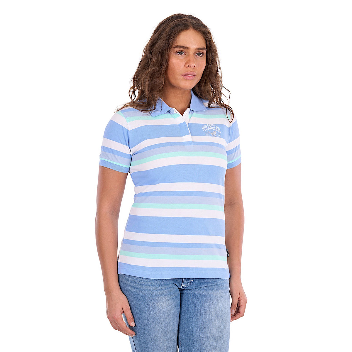Wrangler Women's Sloan Polo - Blue / Mint