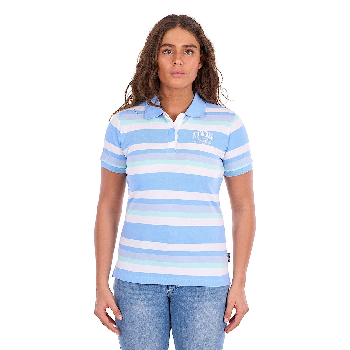 Wrangler Women's Sloan Polo - Blue / Mint