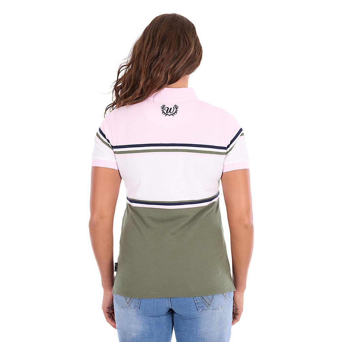Wrangler Women's Stephanie Polo - Olive / Pastel Pink