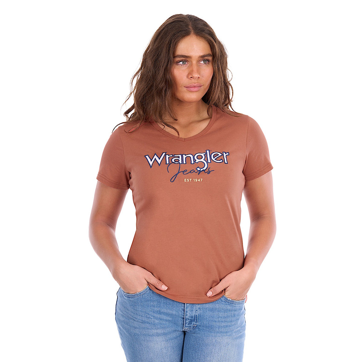 Wrangler Women's Maya V - Neck Tee - Copper