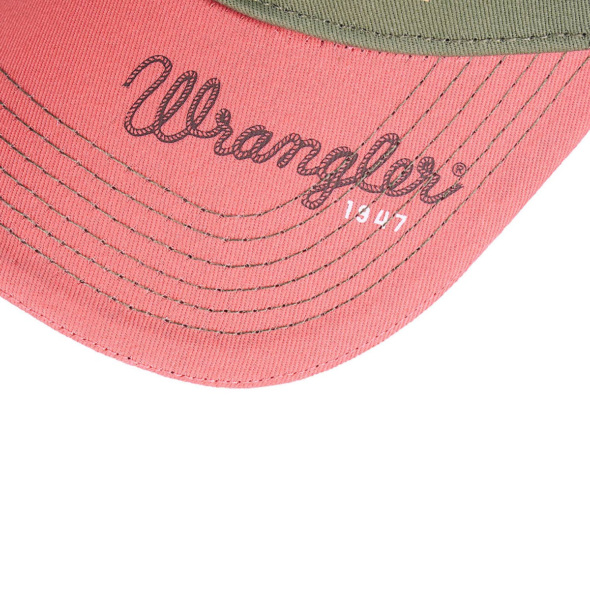 Wrangler Willa High Profile Trucker Cap - Khaki Marle / Coral
