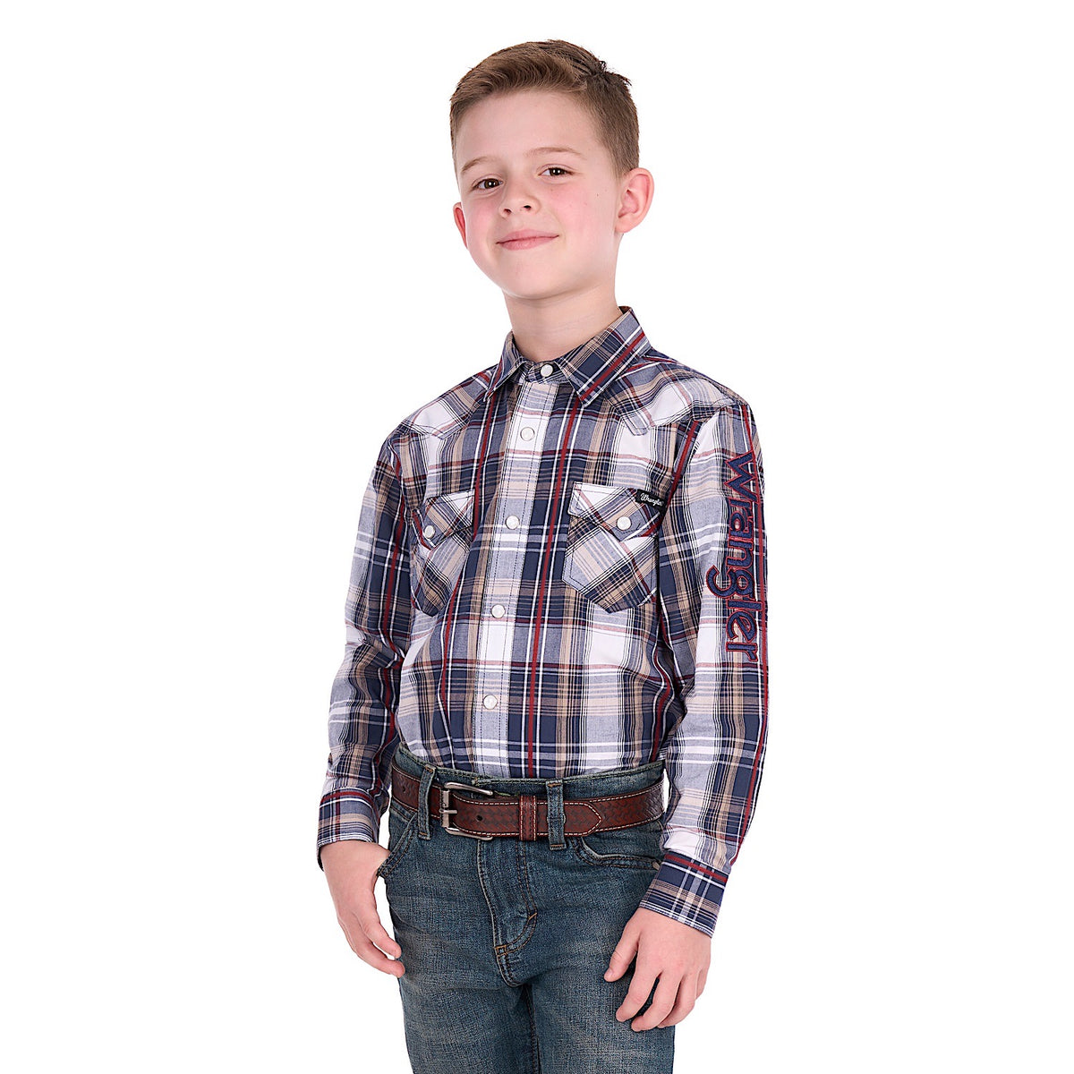 Wrangler Boy's Shaun Logo Shirt - Navy / Red