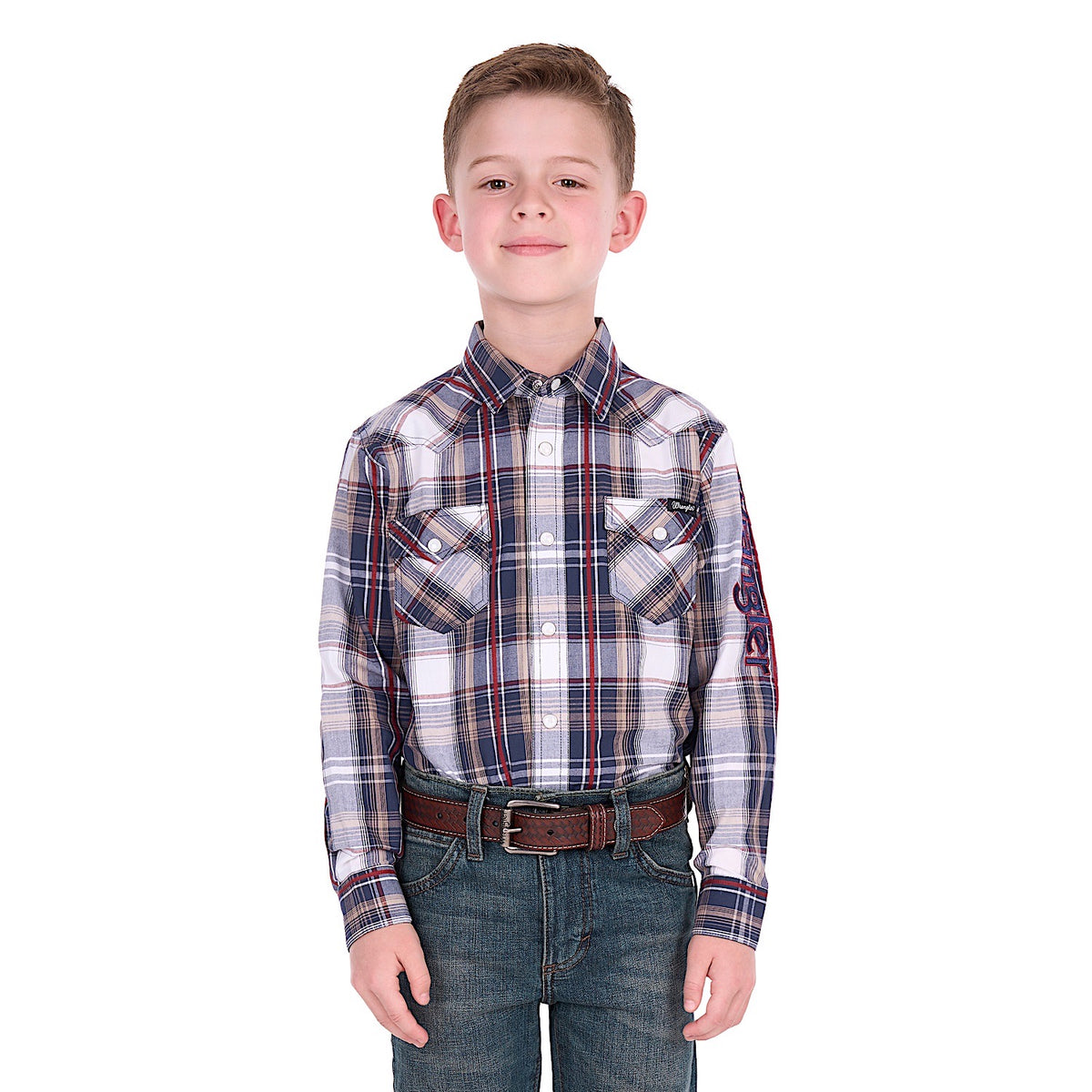 Wrangler Boy's Shaun Logo Shirt - Navy / Red