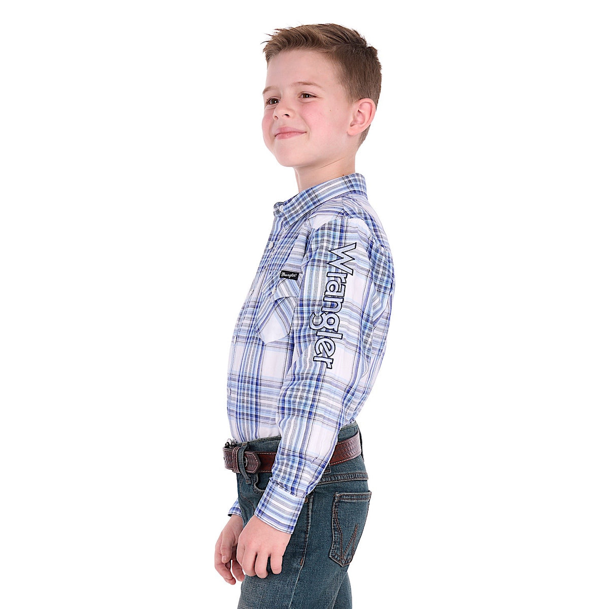 Wrangler Boy's Eric Logo Shirt - Light Blue / Royal