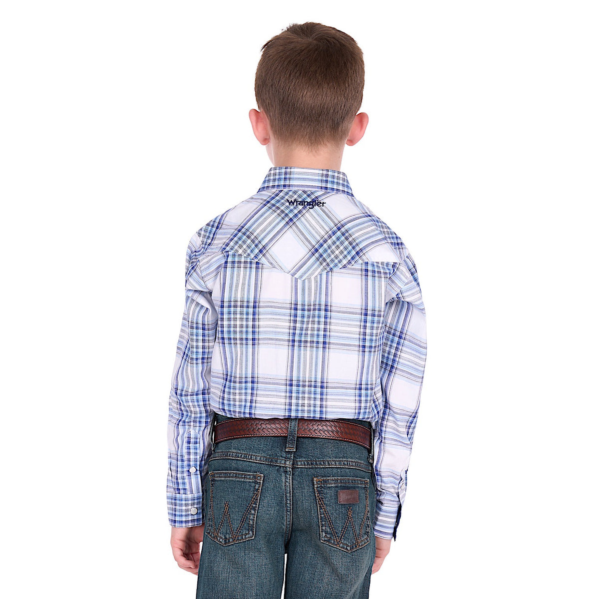 Wrangler Boy's Eric Logo Shirt - Light Blue / Royal